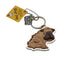 Keychain shaped like a Shar Pei dog with a tag on a white background