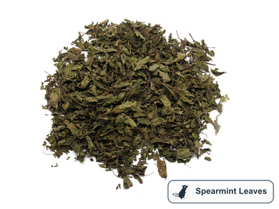 A pile of spearmint leaves