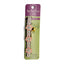 A Whisker City cat collar in floral pink and green patterned fabric with a small gold bell, displayed on its original purple and green retail card packaging against a white background.