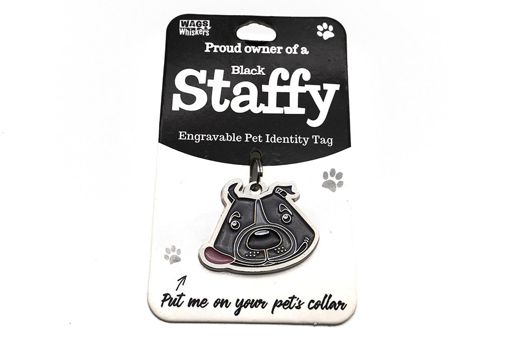Wags & Whiskers Black Staffy Dog Identity Tag