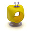 A yellow plastic children's climbing structure or playhouse with a suction cup base and two purple antennae on top, shown on a white background.