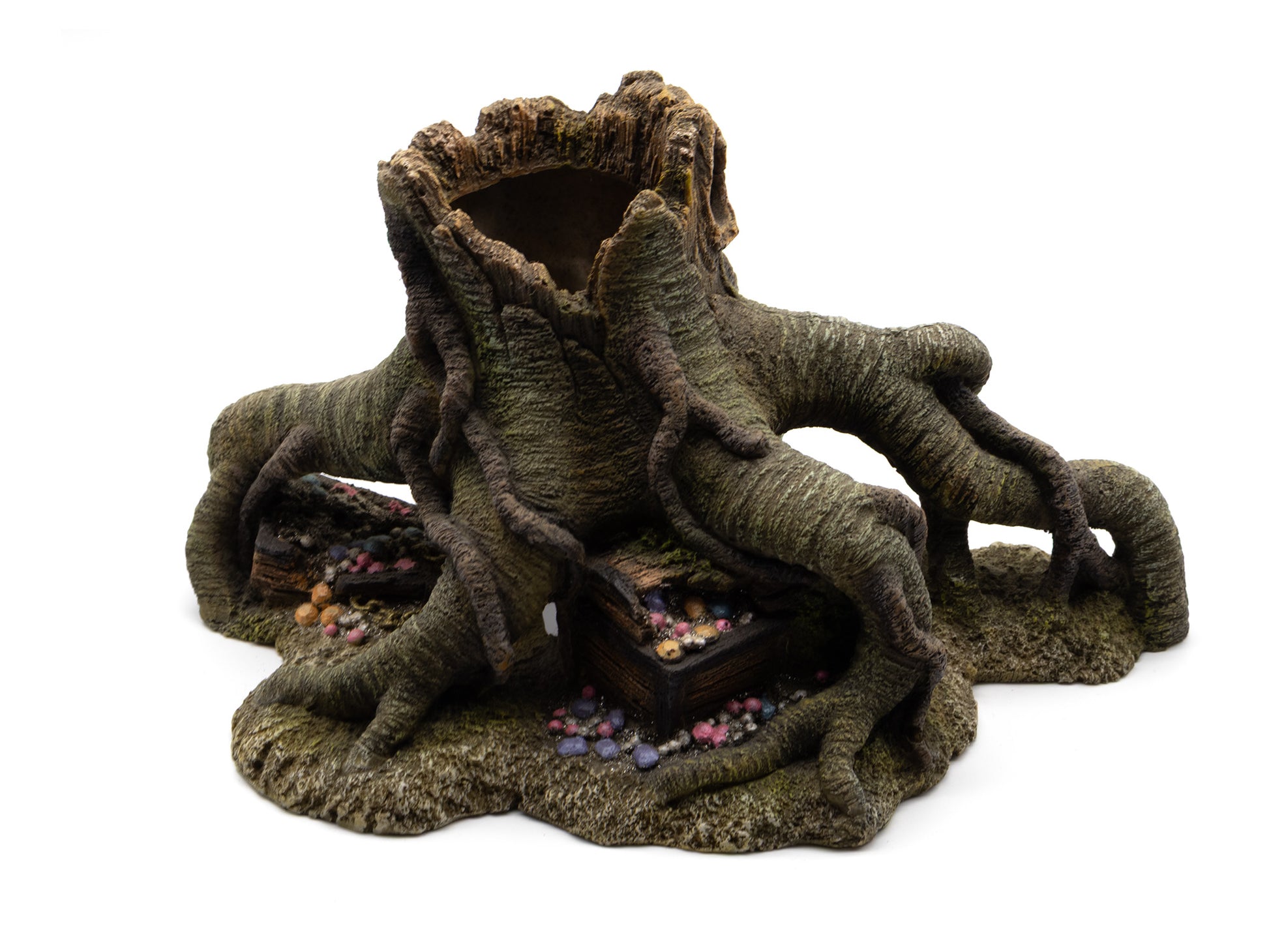 Decorative root-like structure with a hidden compartment on a white background