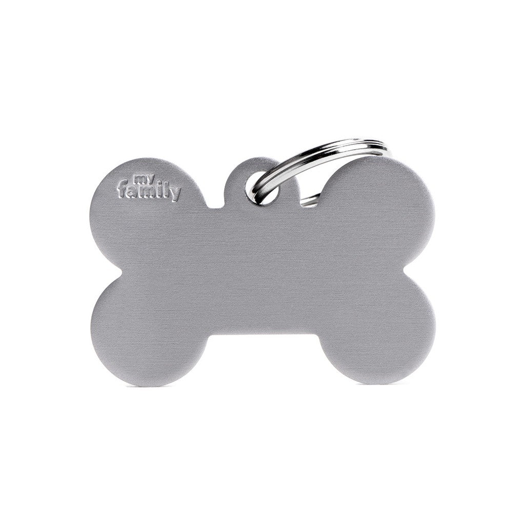 My Family Blank Large Aluminium Gray Bone Pet Tag