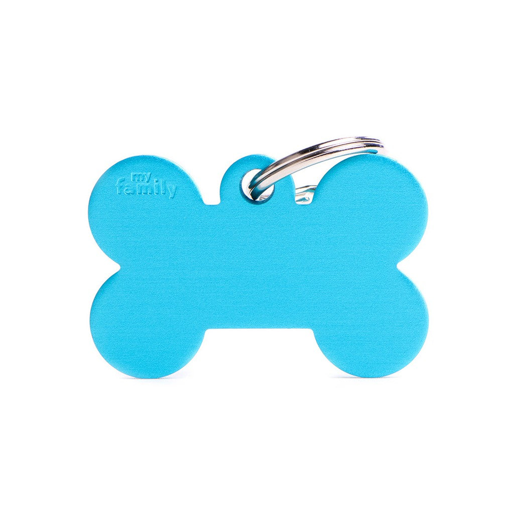 My Family Blank Large Light Blue Bone Pet Tag