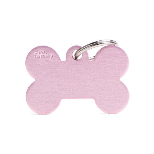 My Family Blank Large Pink Bone Pet Tag