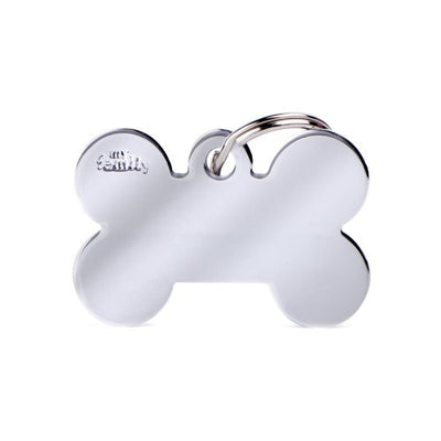 My Family Blank Large Chrome Bone Pet Tag