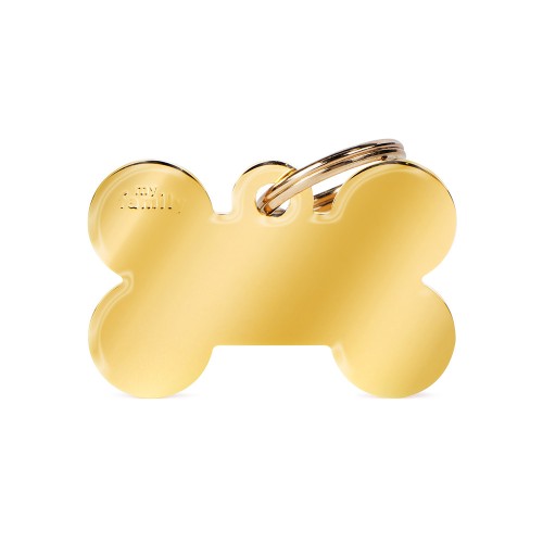 My Family Blank Large Gold-Plated Brass Bone Pet Tag