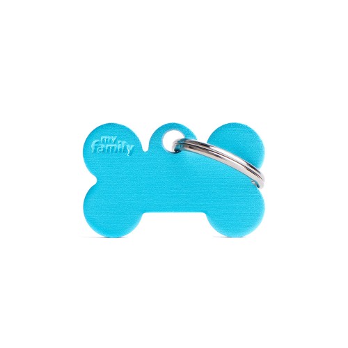 My Family Blank Small Light Blue Bone Pet Tag