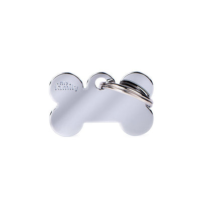 My Family Blank Small Chrome Bone Pet Tag