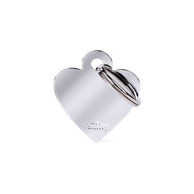 My Family Blank Small Heart Chrome Pet Tag