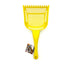 A bright yellow plastic cat litter scoop with a handle and a small attached product tag, shown on a plain white background.